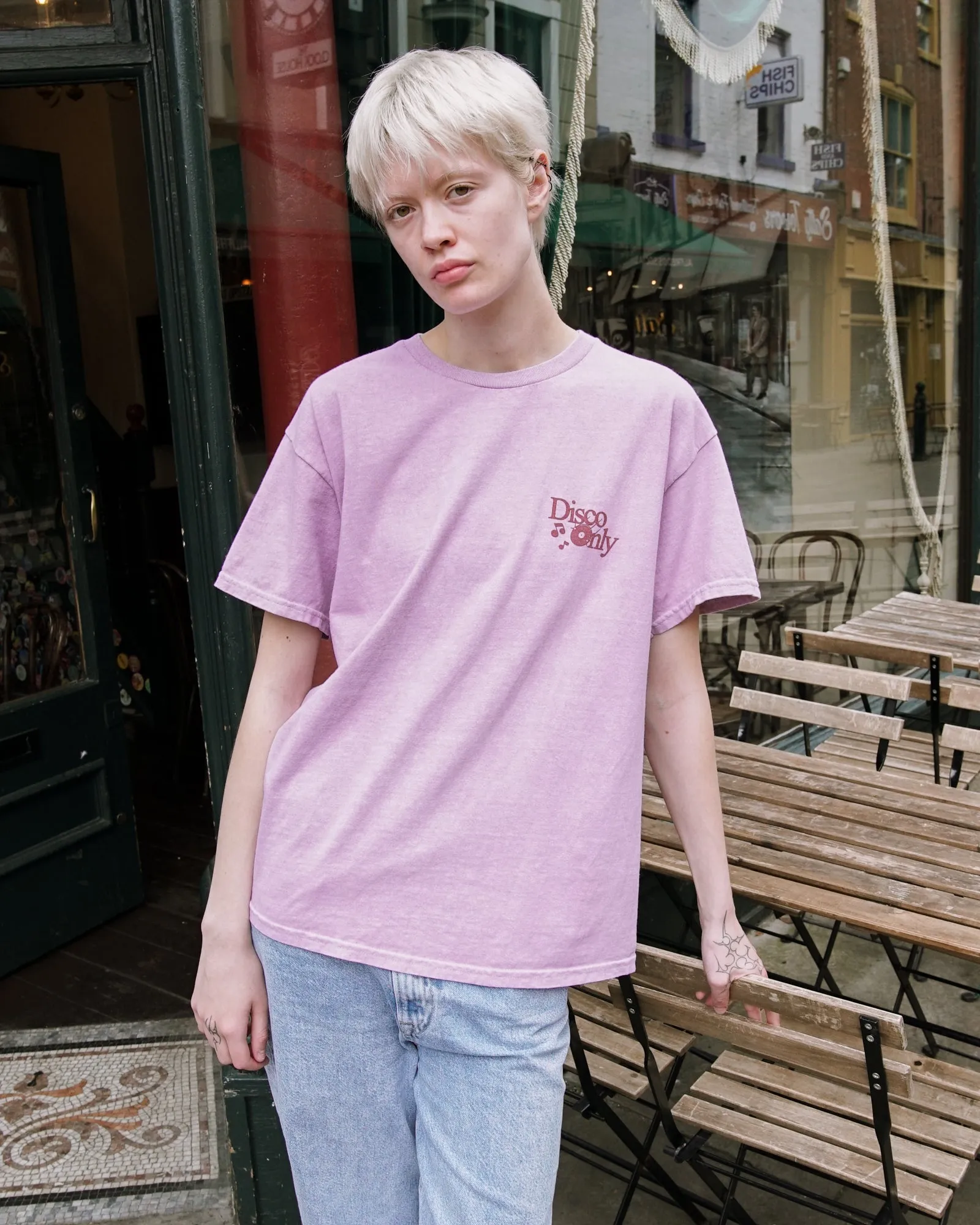 DISCO ONLY 'Business As Usual' Vintage Washed Tee - Pink