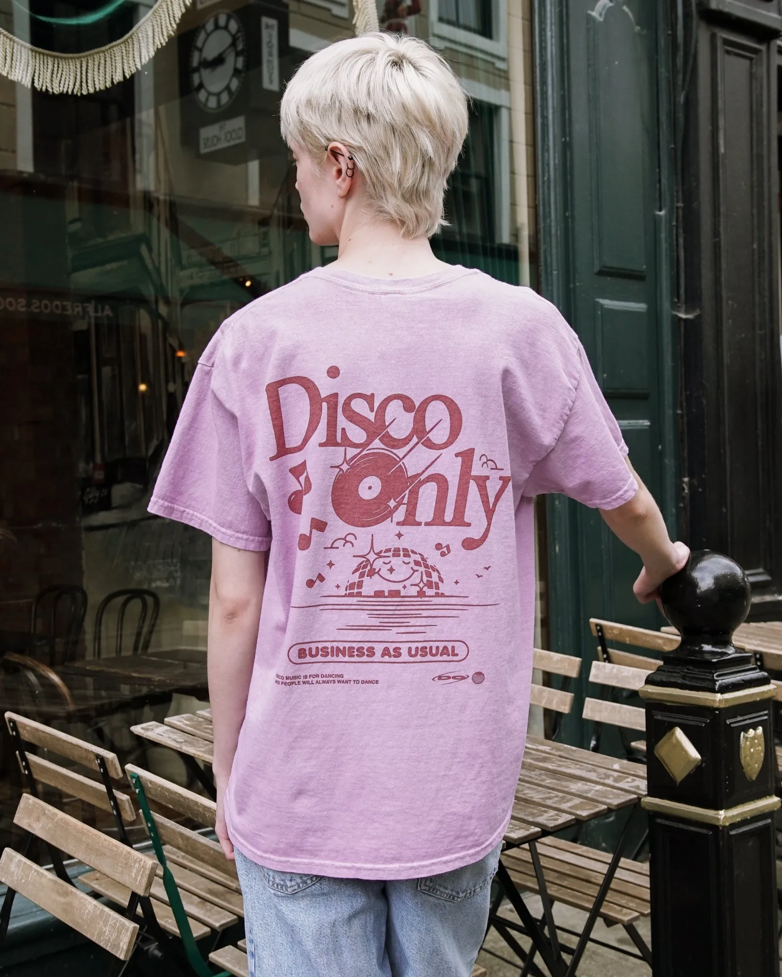 DISCO ONLY 'Business As Usual' Vintage Washed Tee - Pink