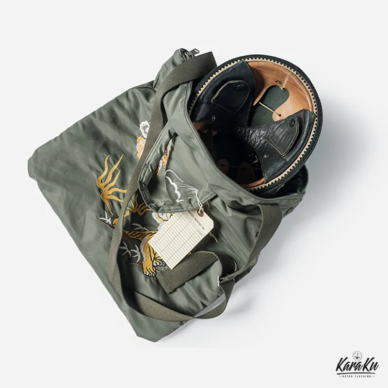 Dragon & Tiger Embroidered Nylon Helmet Bag