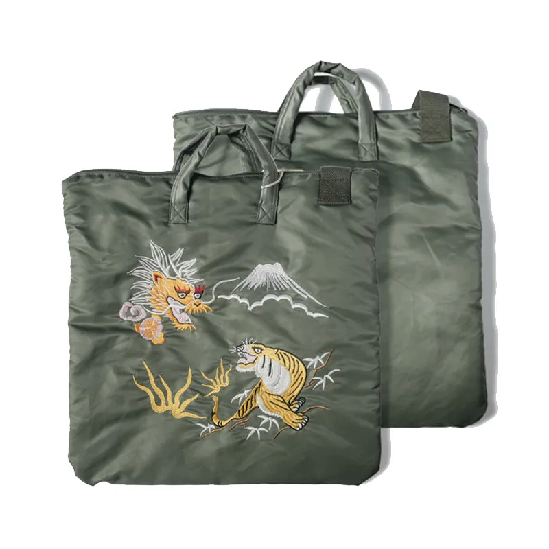 Dragon & Tiger Embroidered Nylon Helmet Bag