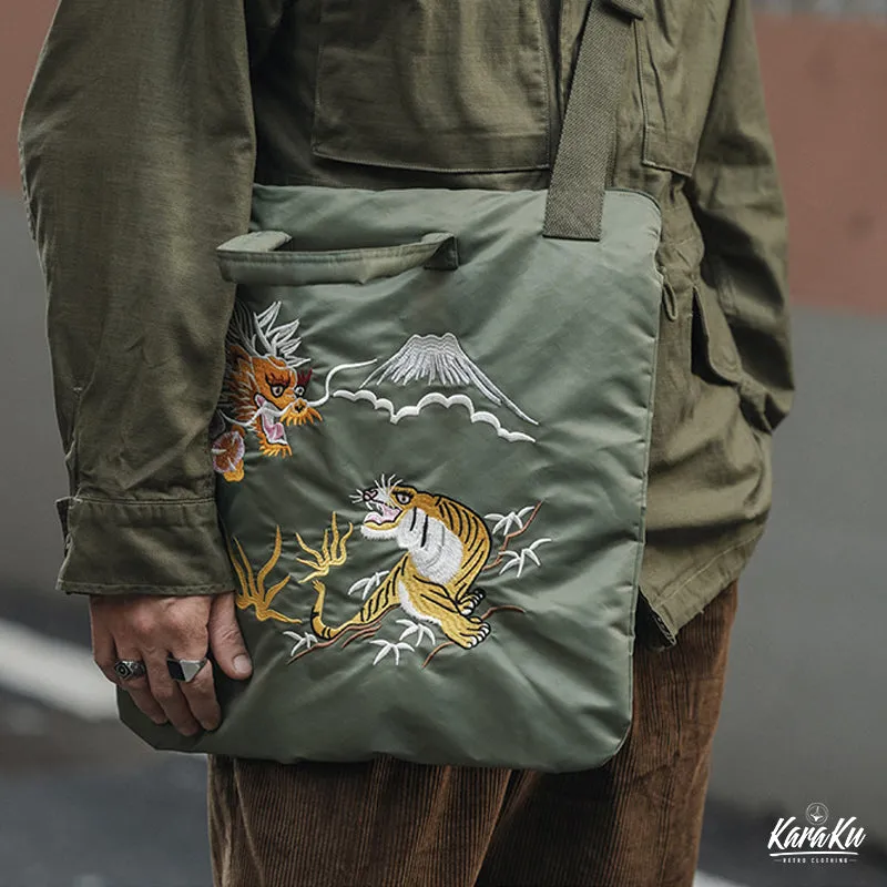 Dragon & Tiger Embroidered Nylon Helmet Bag