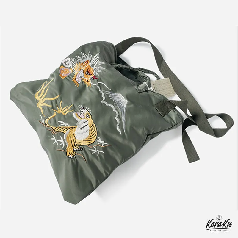 Dragon & Tiger Embroidered Nylon Helmet Bag