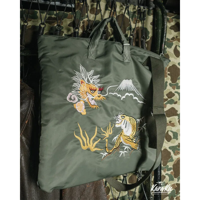 Dragon & Tiger Embroidered Nylon Helmet Bag