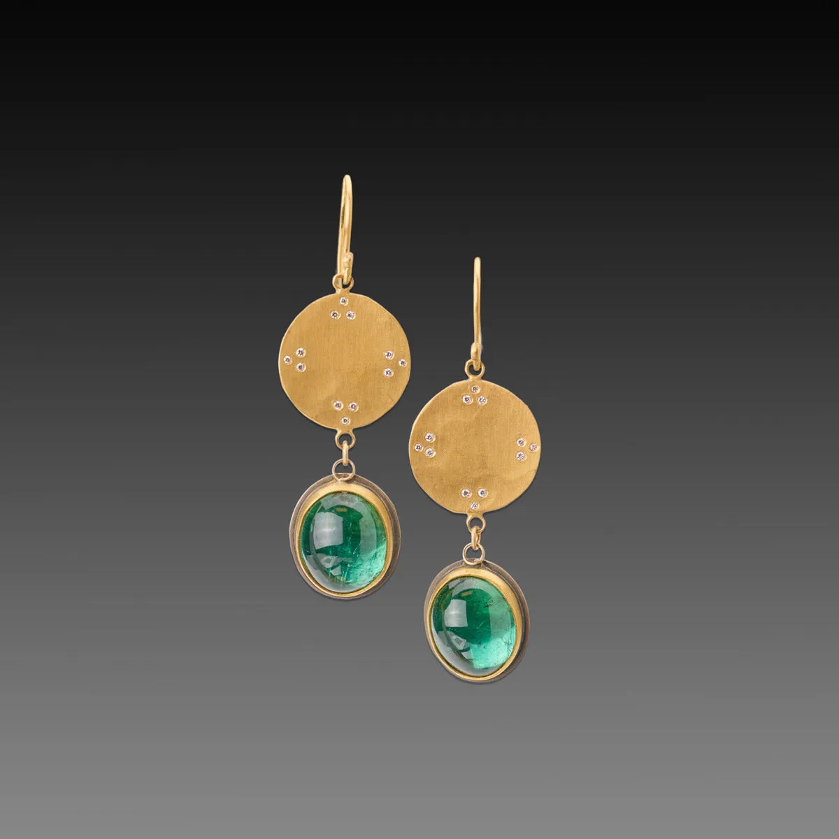 Four Directions Green Tourmaline Earrings