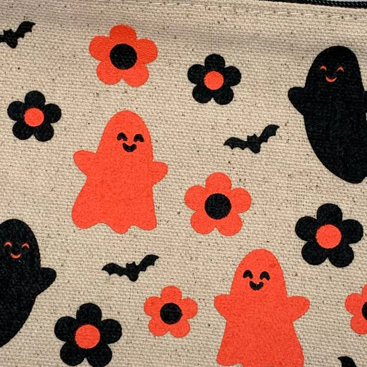 Ghosties & Flowers Zipper Pouch (Krystan Saint Cat)