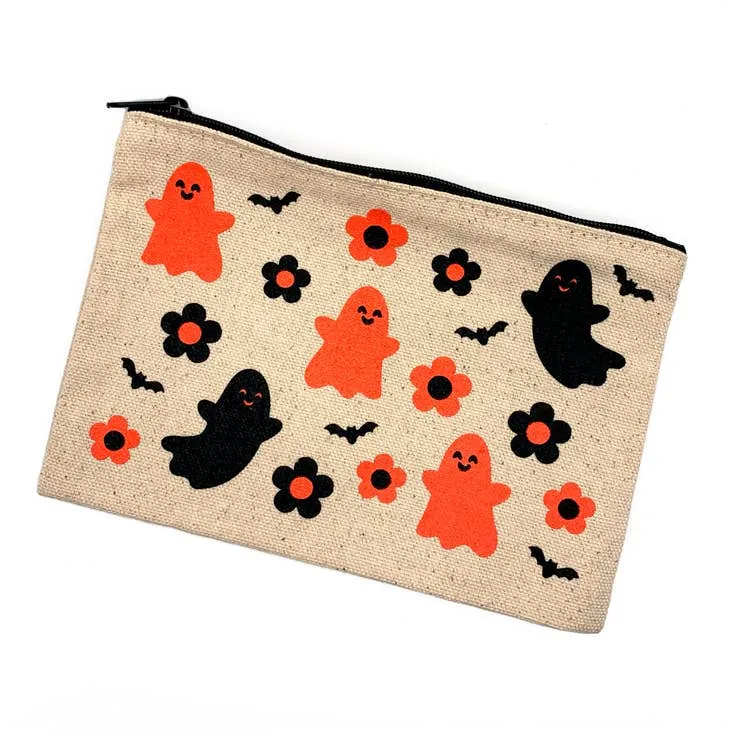 Ghosties & Flowers Zipper Pouch (Krystan Saint Cat)