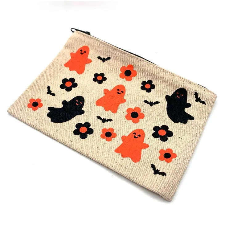 Ghosties & Flowers Zipper Pouch (Krystan Saint Cat)