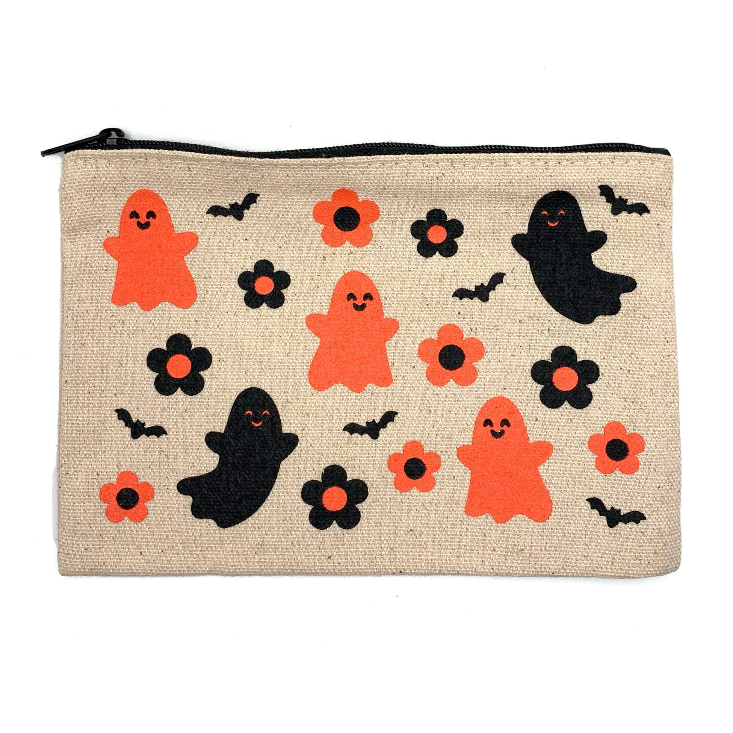 Ghosties & Flowers Zipper Pouch (Krystan Saint Cat)