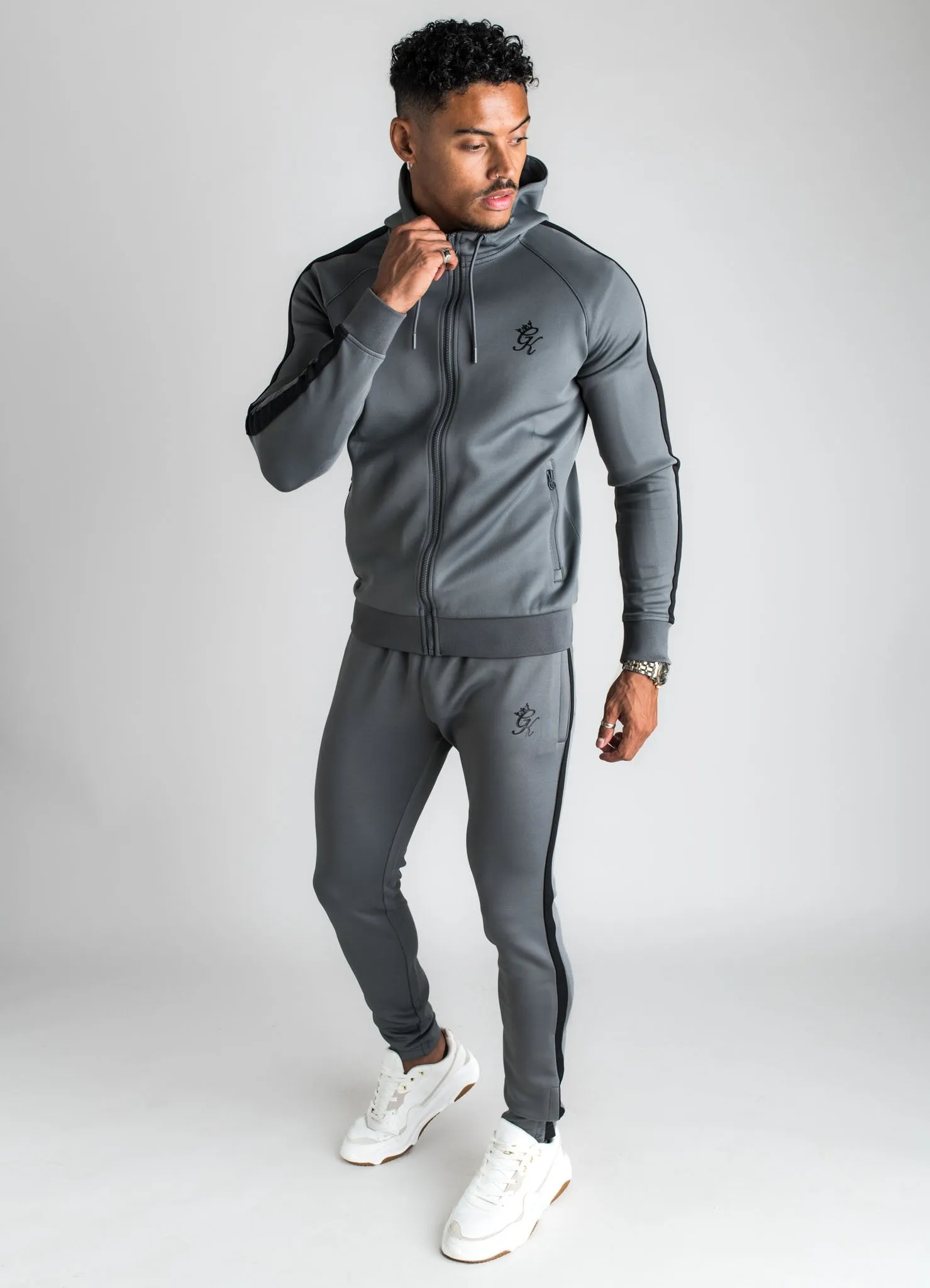 GK Basis Poly Tracksuit Bottoms - Dark Grey/Black