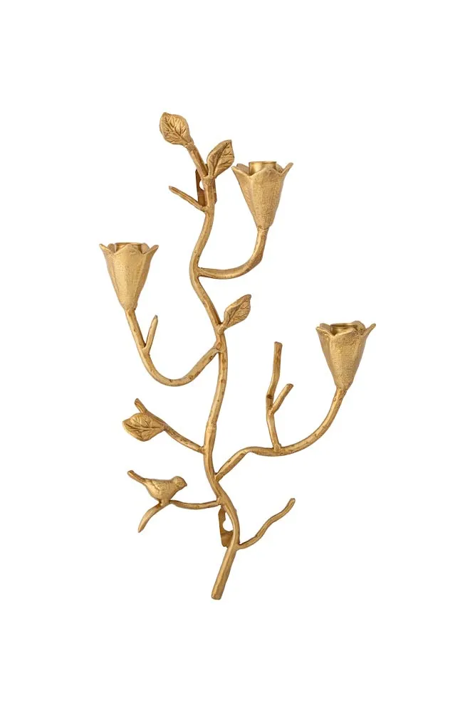 Gold Branch & Flower Wall Candle Holder