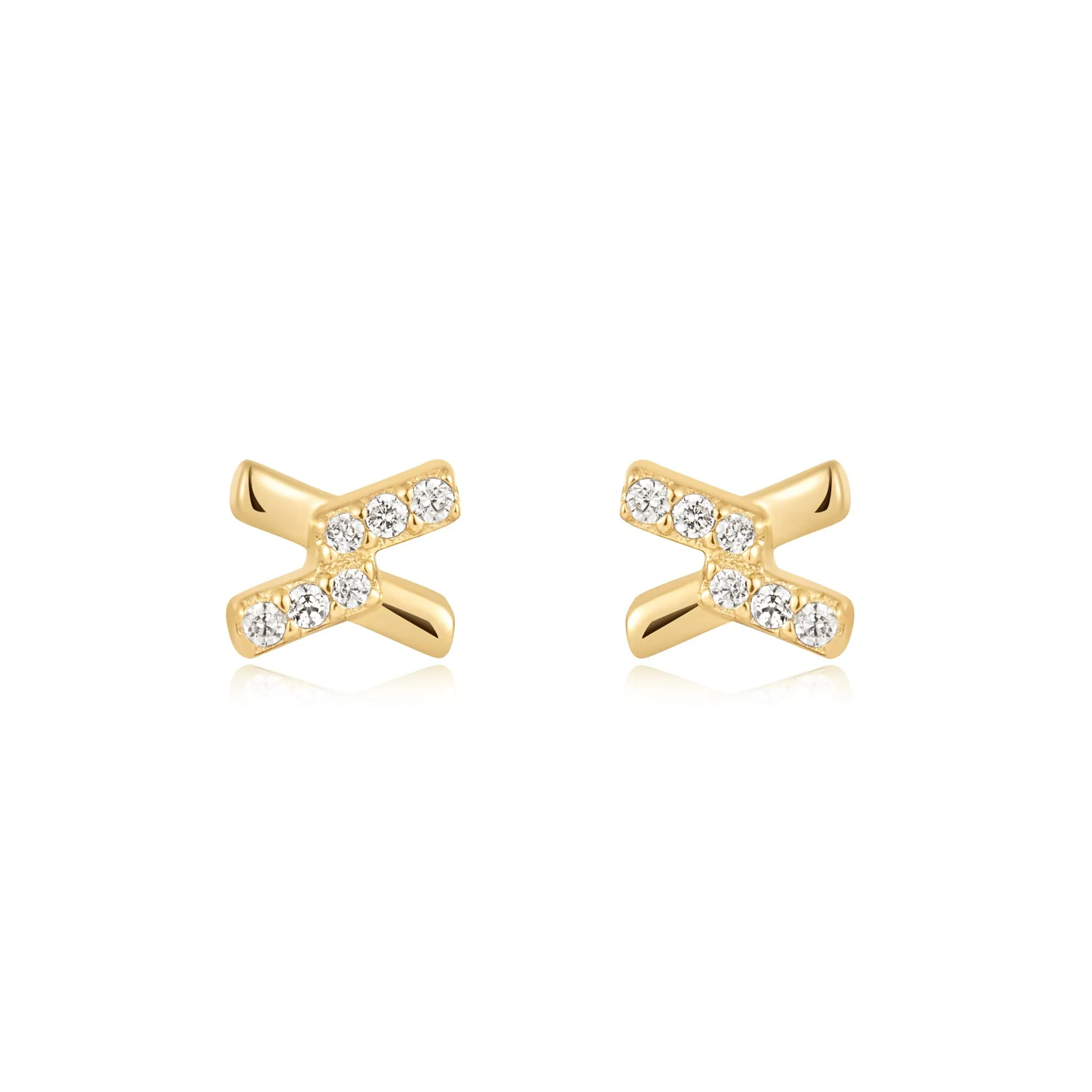 Gold Cross Cubic Zirconia Studs