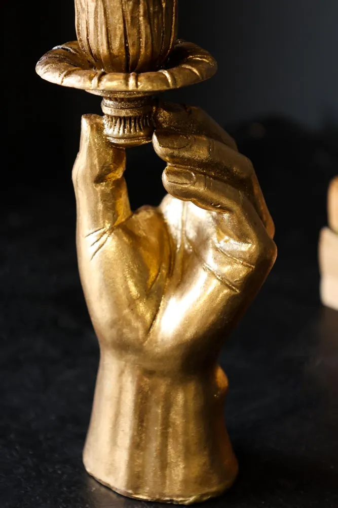 Gold Hand Candlestick Holder