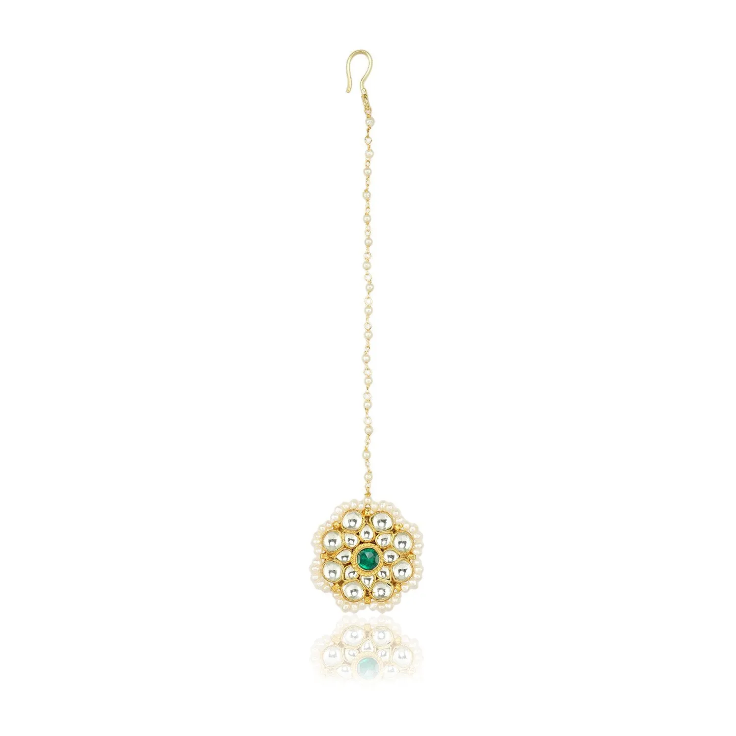 Gold Plated Kundan Flower Tikka