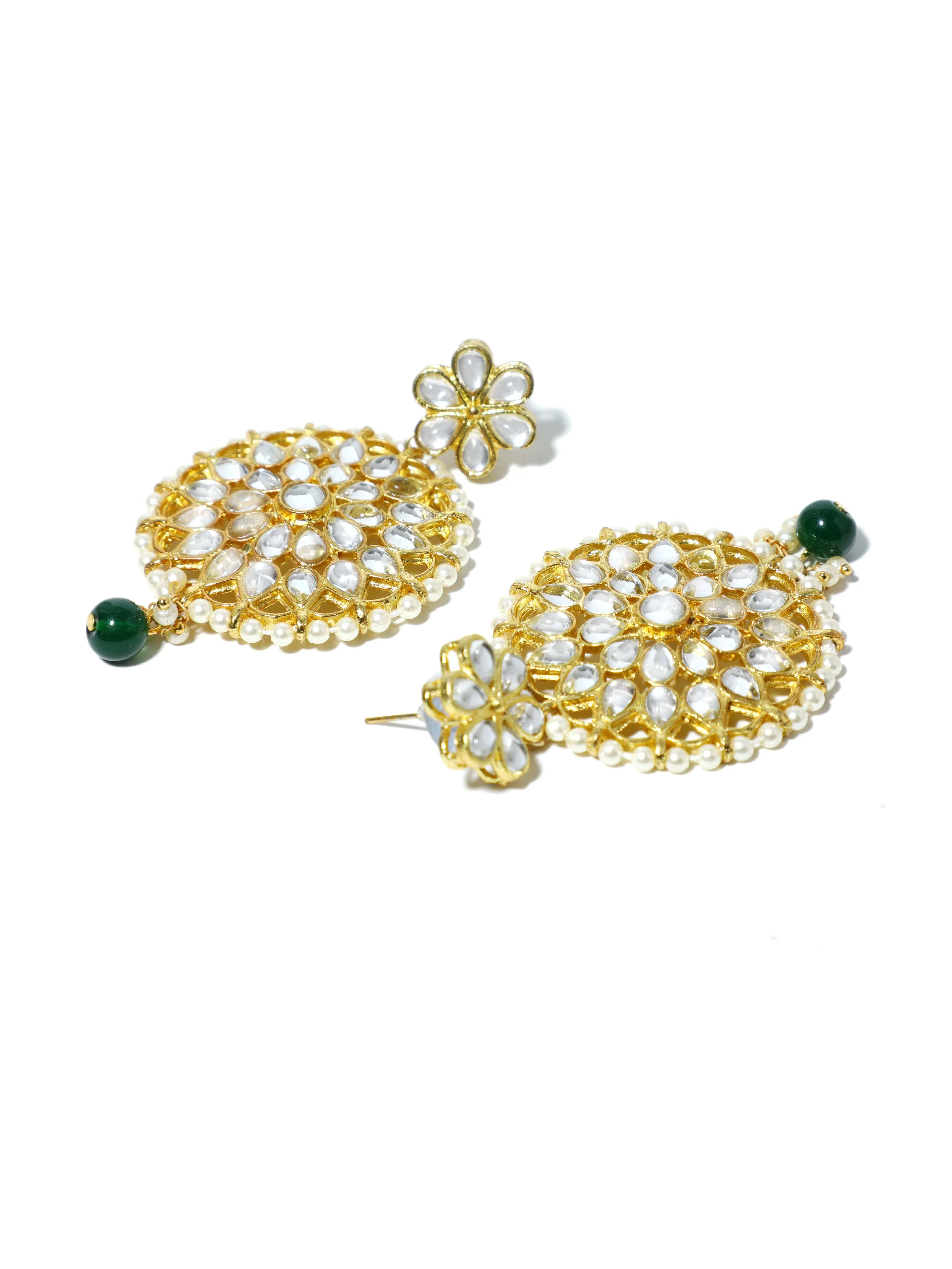 Green Beads Studded Kundan Choker Necklace Set