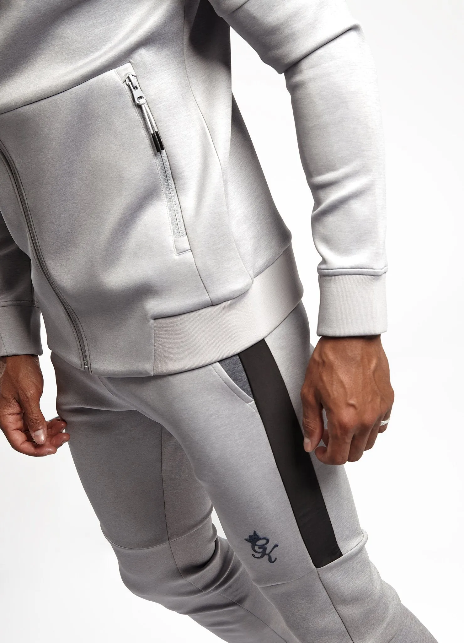 Gym King Contrast Core Plus Poly Tracksuit Top - Grey Marl/Charcoal Marl