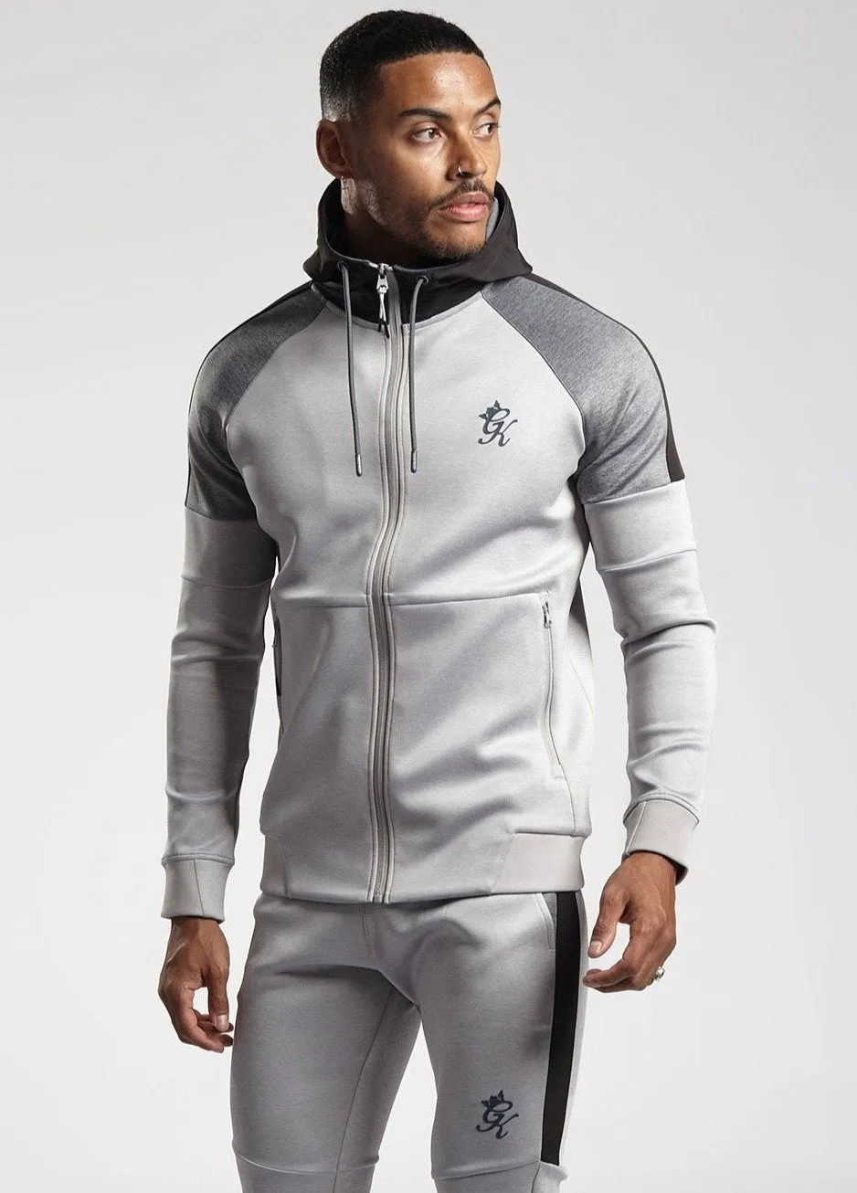 Gym King Contrast Core Plus Poly Tracksuit Top - Grey Marl/Charcoal Marl