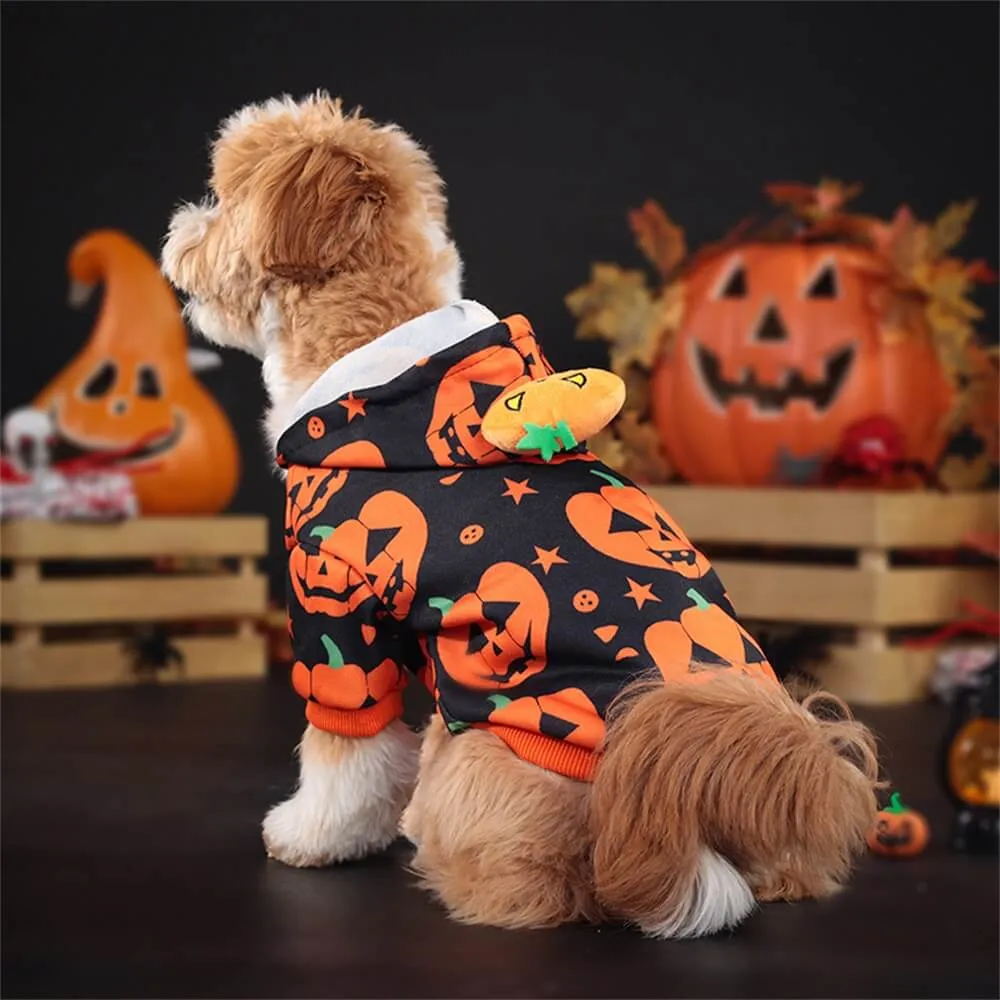 Halloween Pumpkin Print Hooded Sweatshirt for Pets