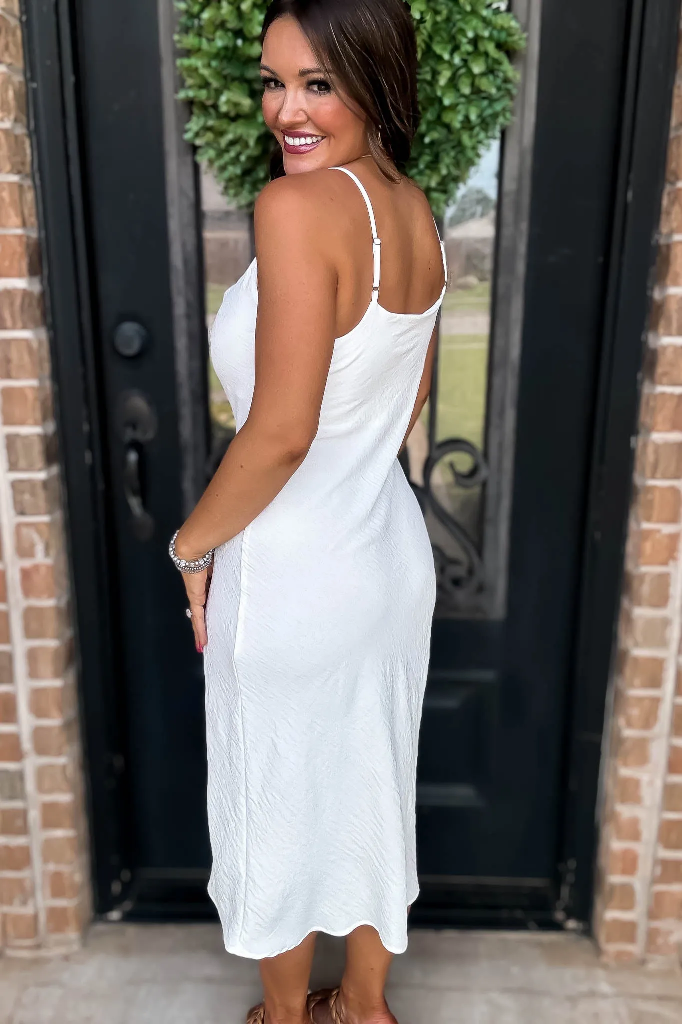 Into The Night Off White Cowl Neck Dress