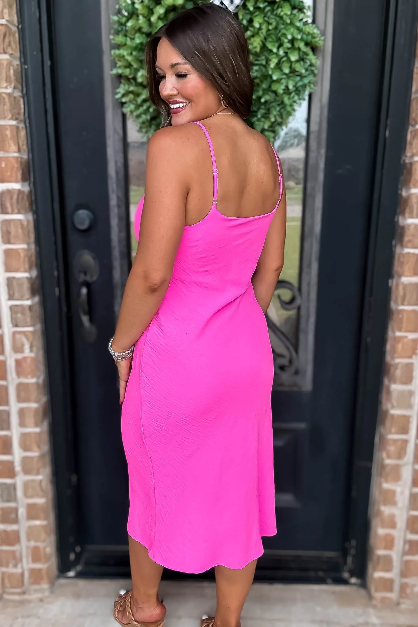 Into The Night Pink Cowl Neck Dress