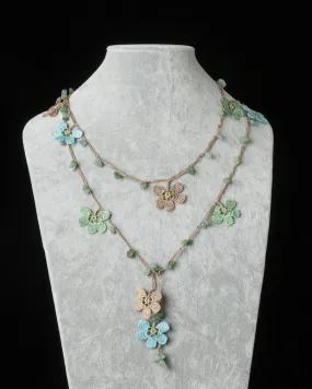 Lariat with Clover Motif - Brown, Green & Blue