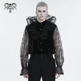 Men's Gothic Stand Collar Lace Sleeved Shirt