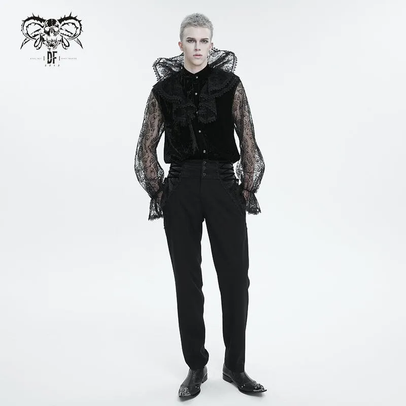 Men's Gothic Stand Collar Lace Sleeved Shirt