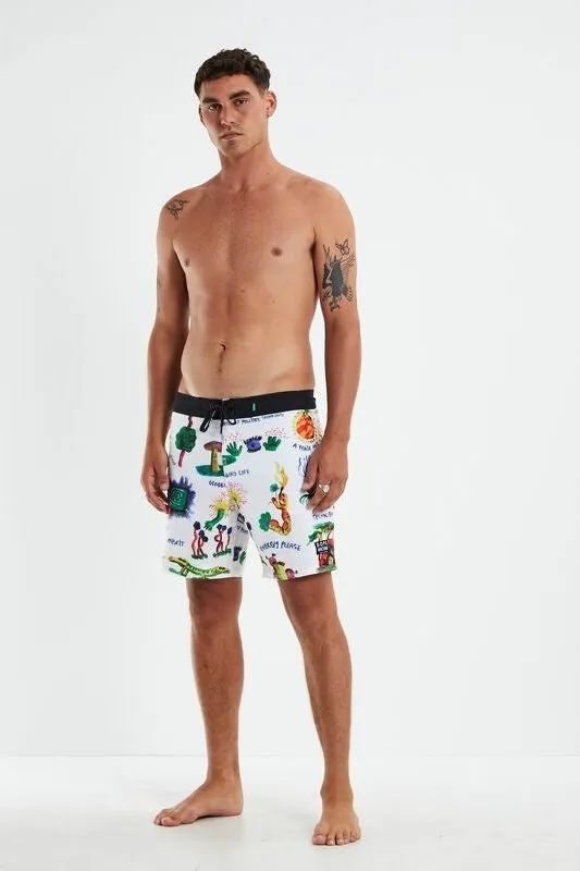 MISFIT - dope machine 17" boardshort - white/multi