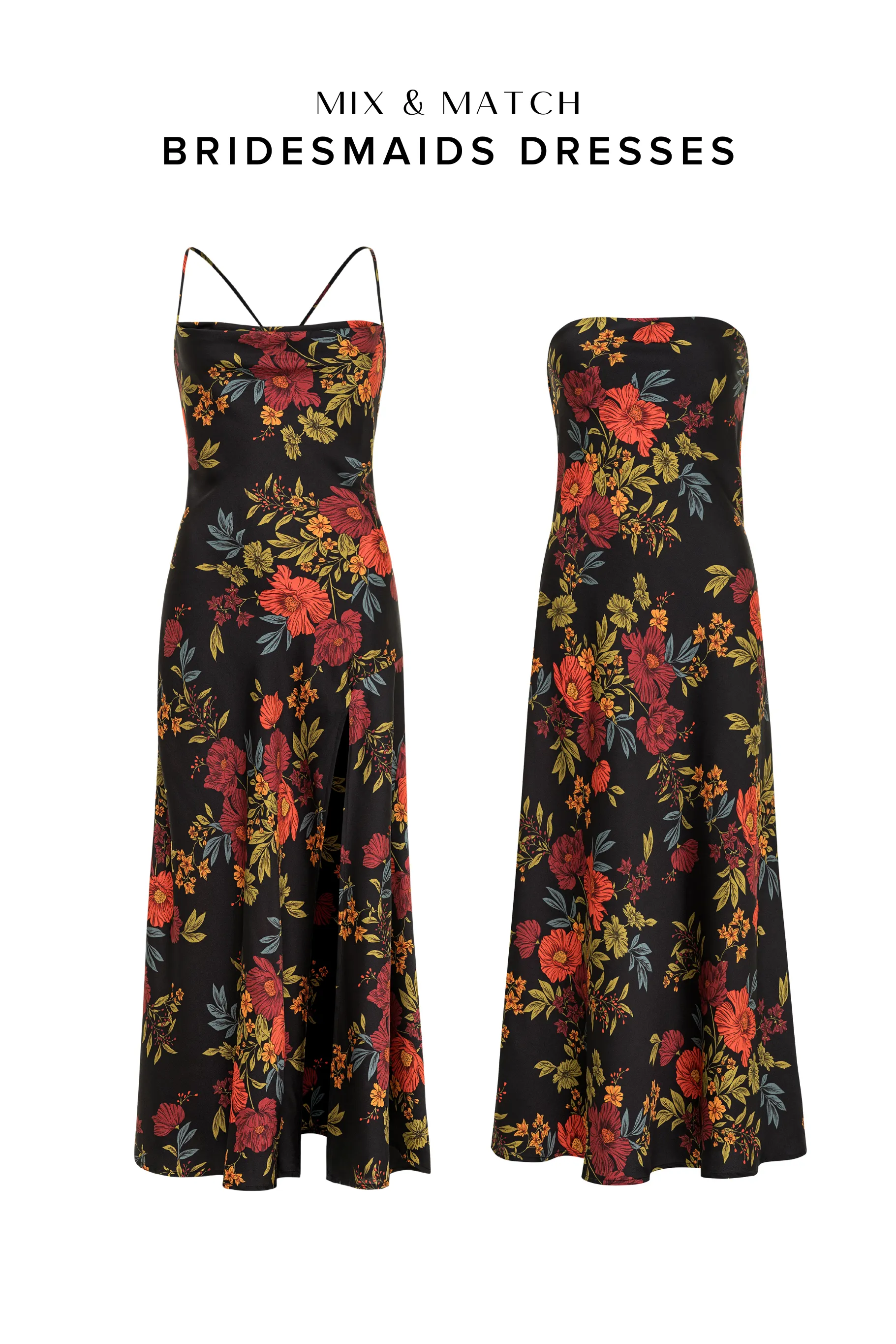 Natalia Black Floral Strapless Maxi Dress