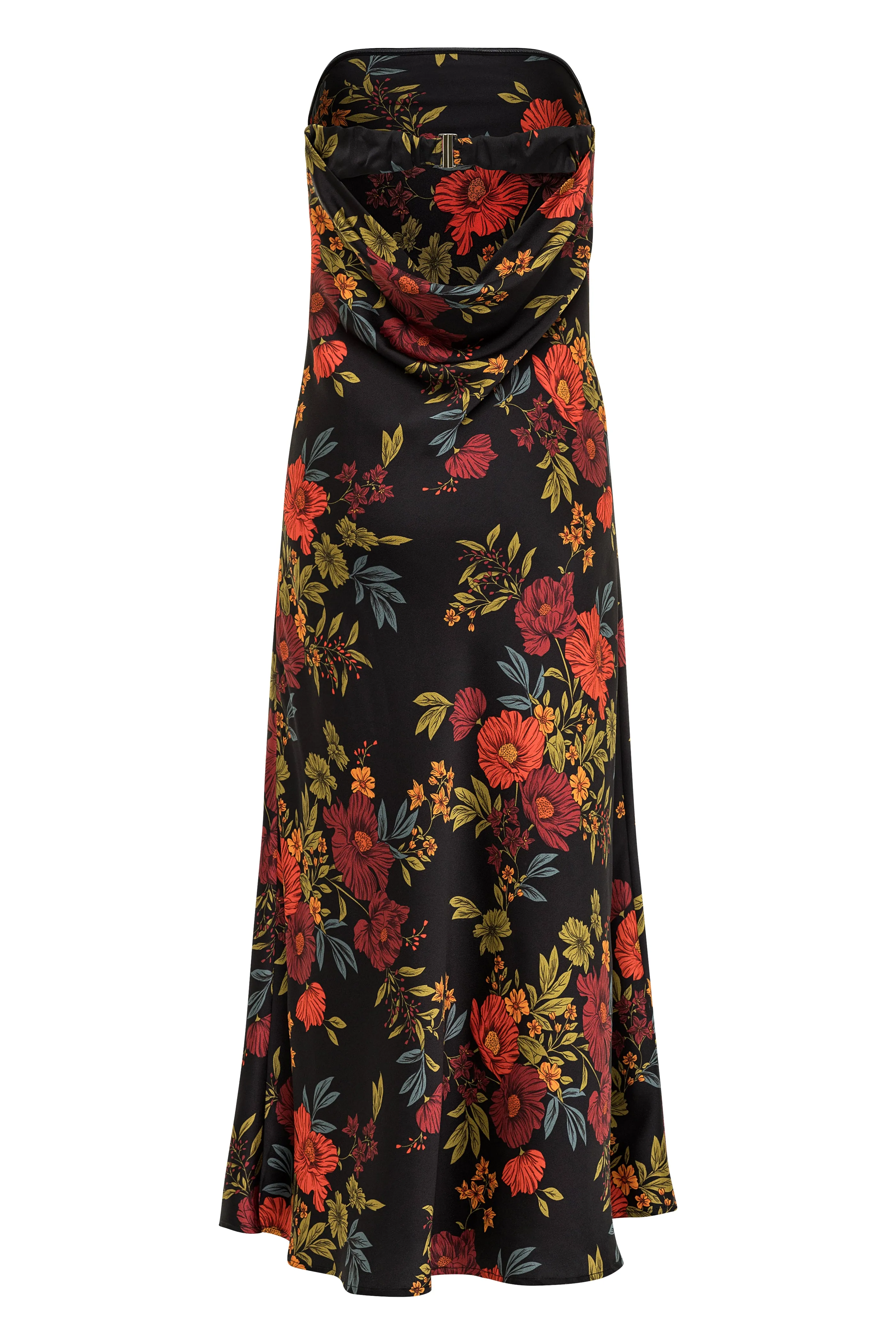 Natalia Black Floral Strapless Maxi Dress