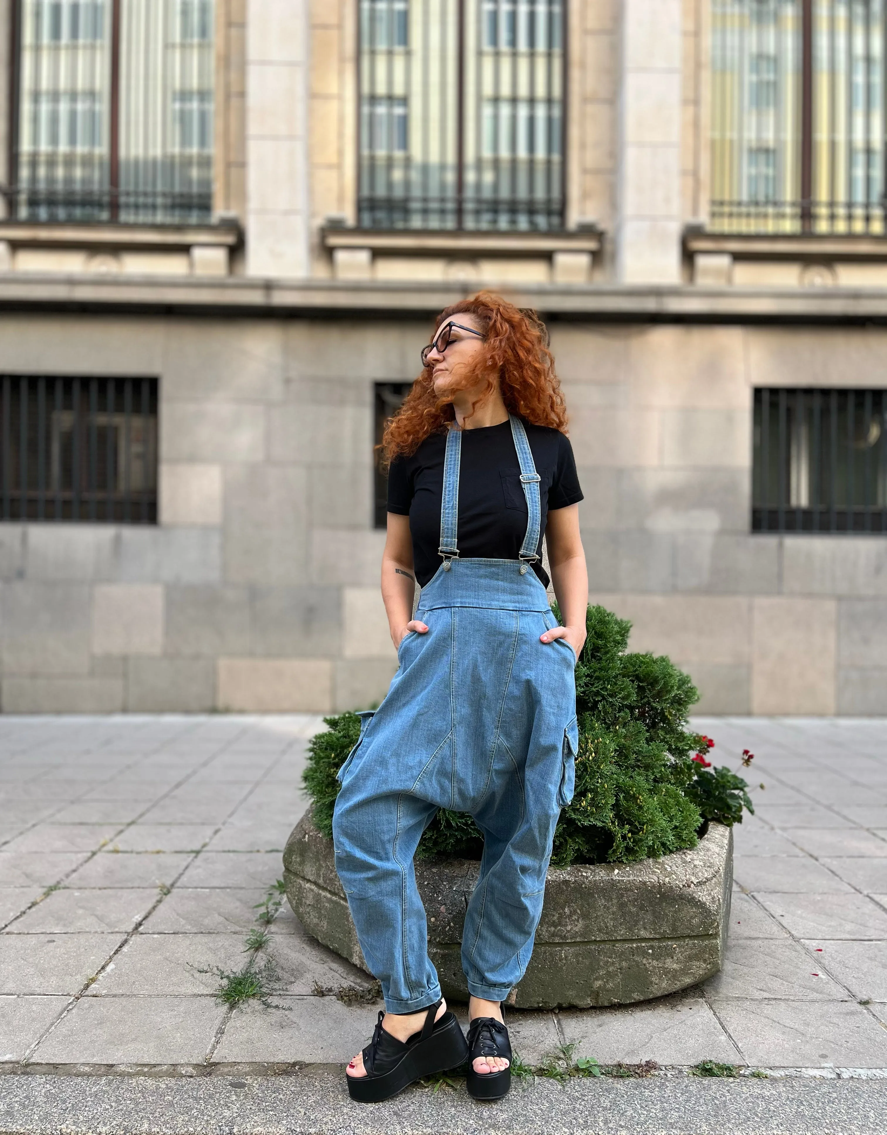 Oversized Light Denim Jumpsuit