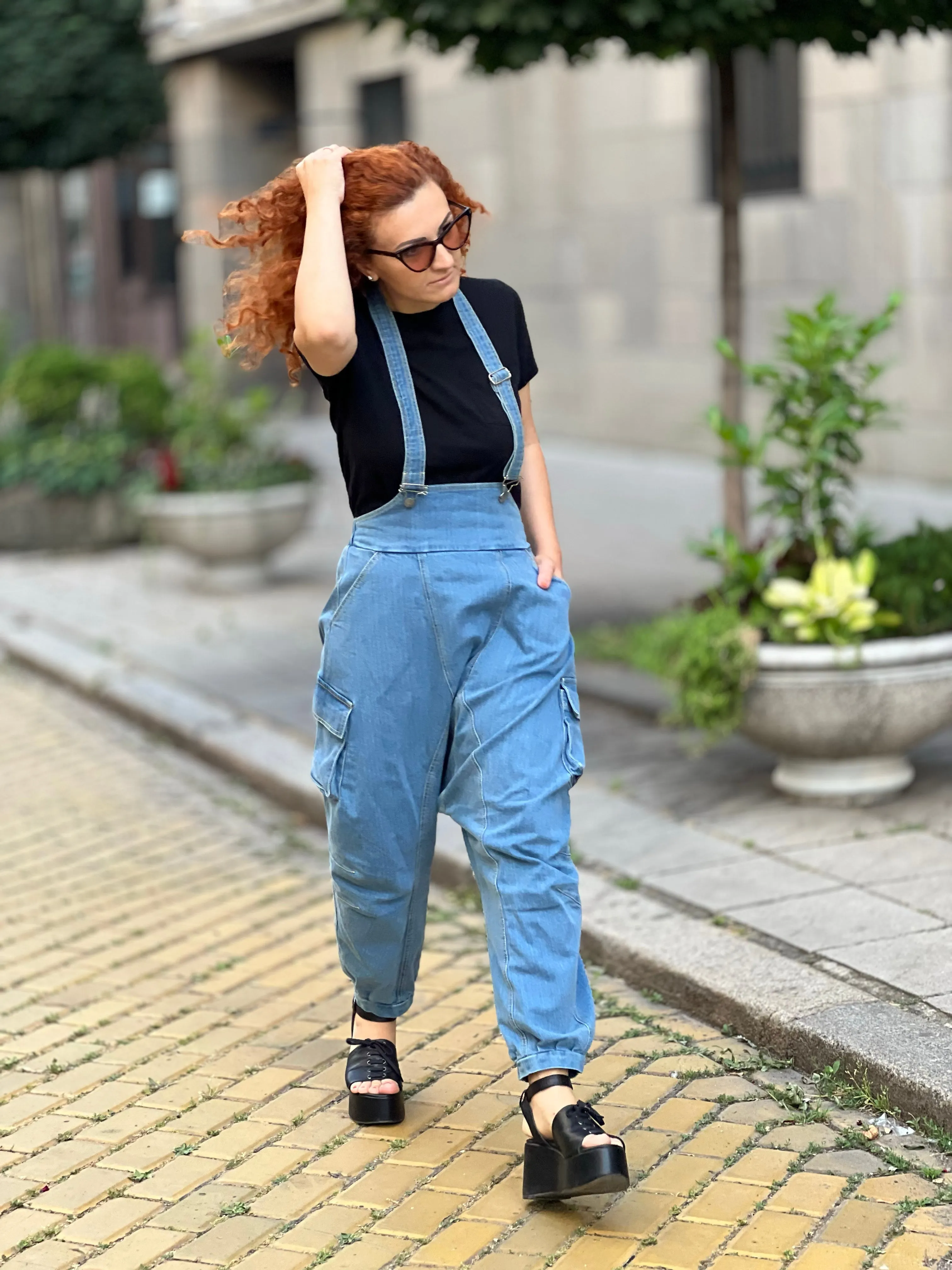 Oversized Light Denim Jumpsuit