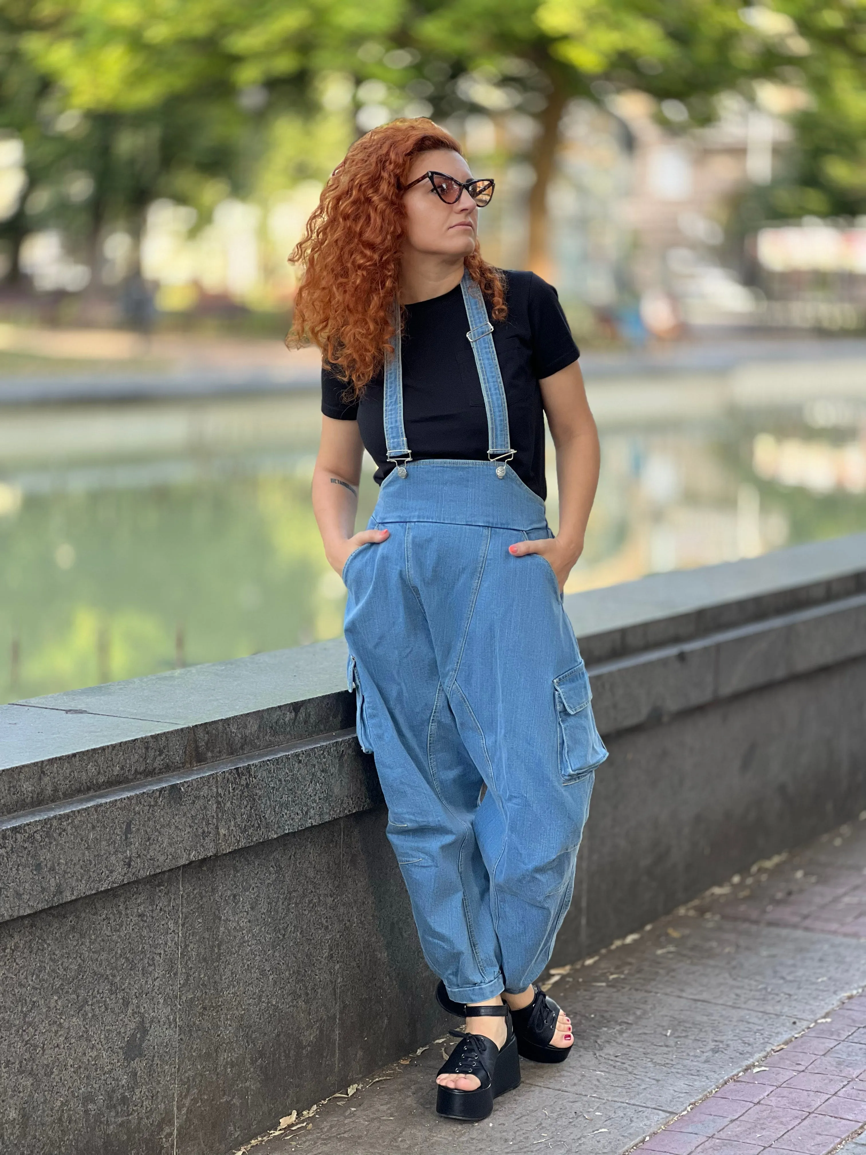 Oversized Light Denim Jumpsuit