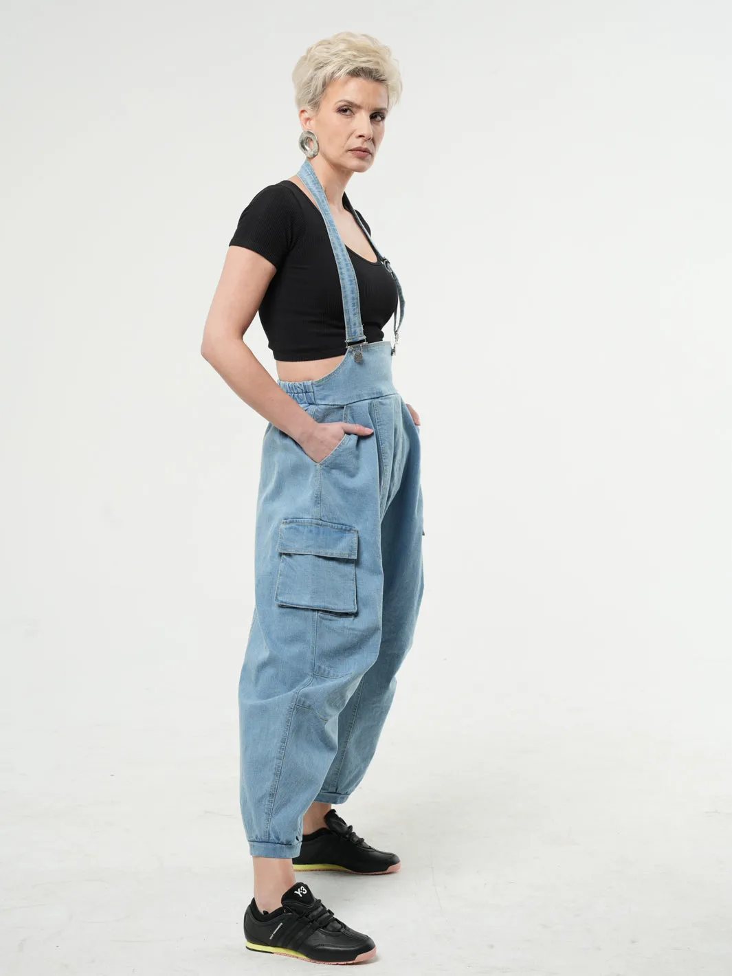 Oversized Light Denim Jumpsuit