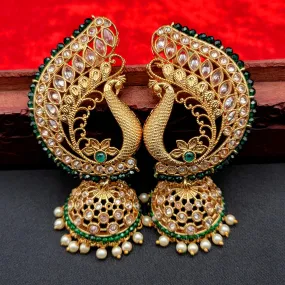 Peacock Big Green Polki Jhumka