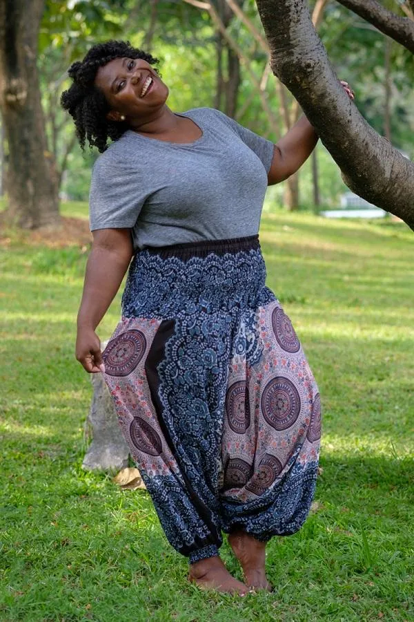 Plus Size Blue Blossom Pants