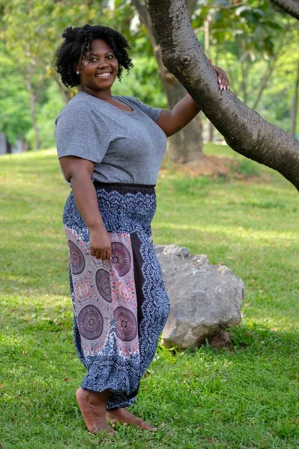 Plus Size Blue Blossom Pants