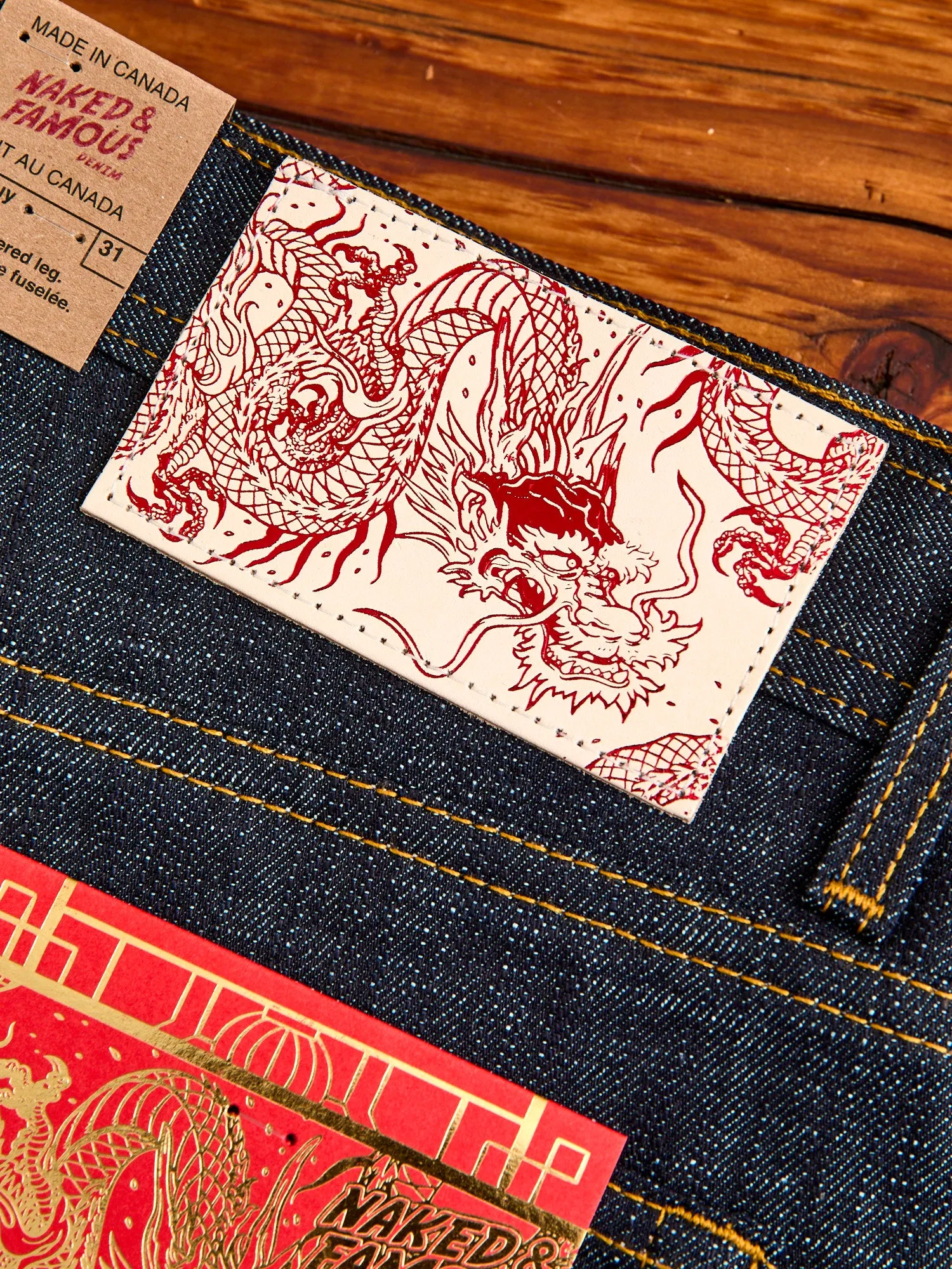 "Chinese New Year Indigo Dragon" 12.5oz Selvedge Denim - Weird Guy Fit