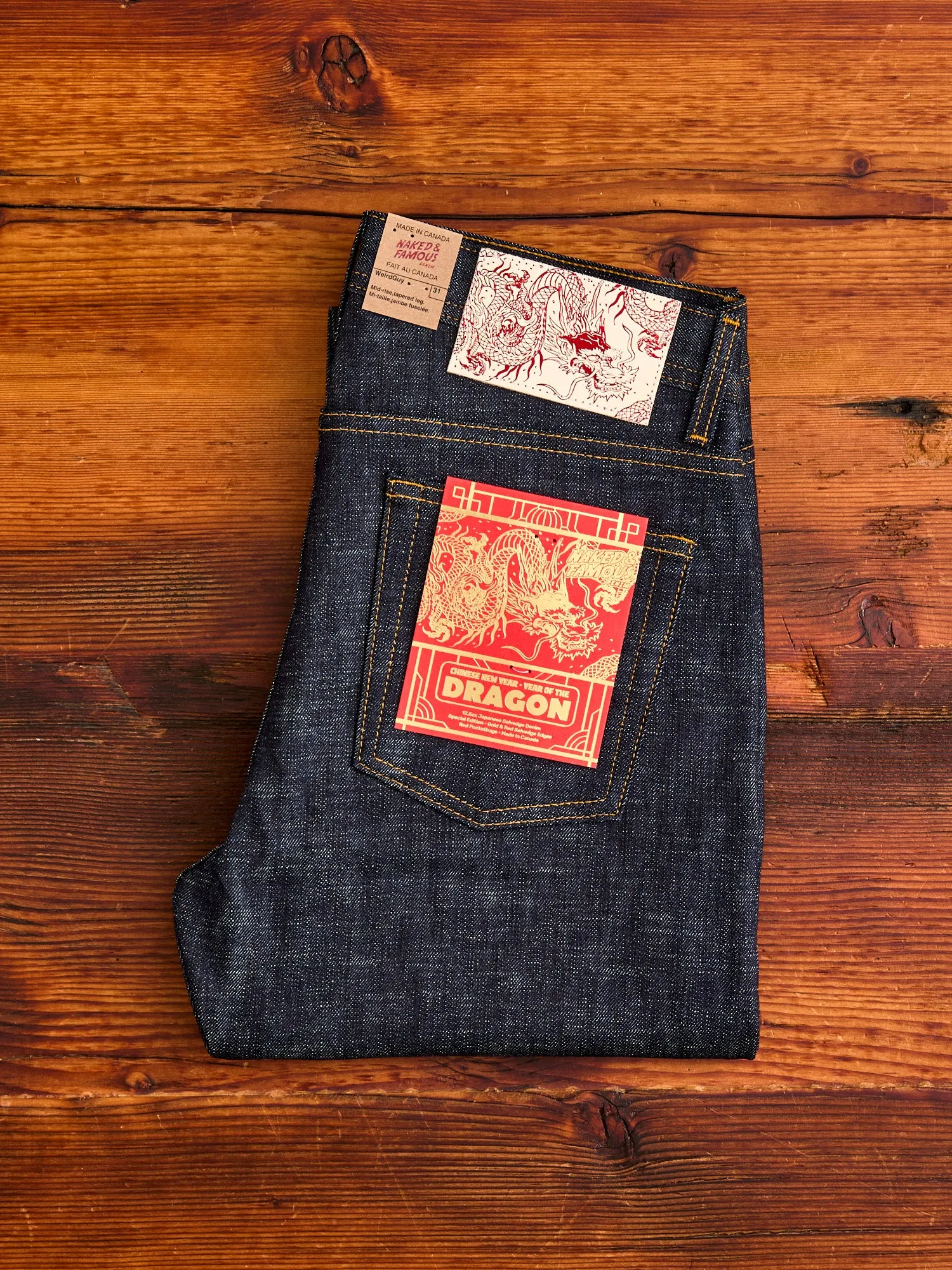 "Chinese New Year Indigo Dragon" 12.5oz Selvedge Denim - Weird Guy Fit