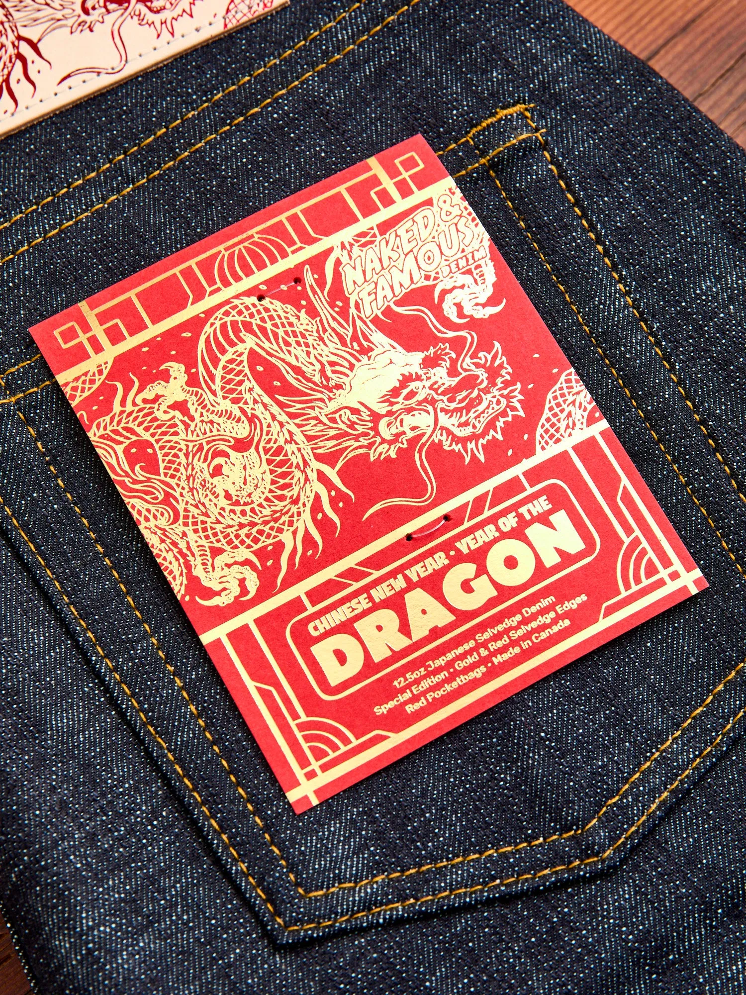 "Chinese New Year Indigo Dragon" 12.5oz Selvedge Denim - Weird Guy Fit