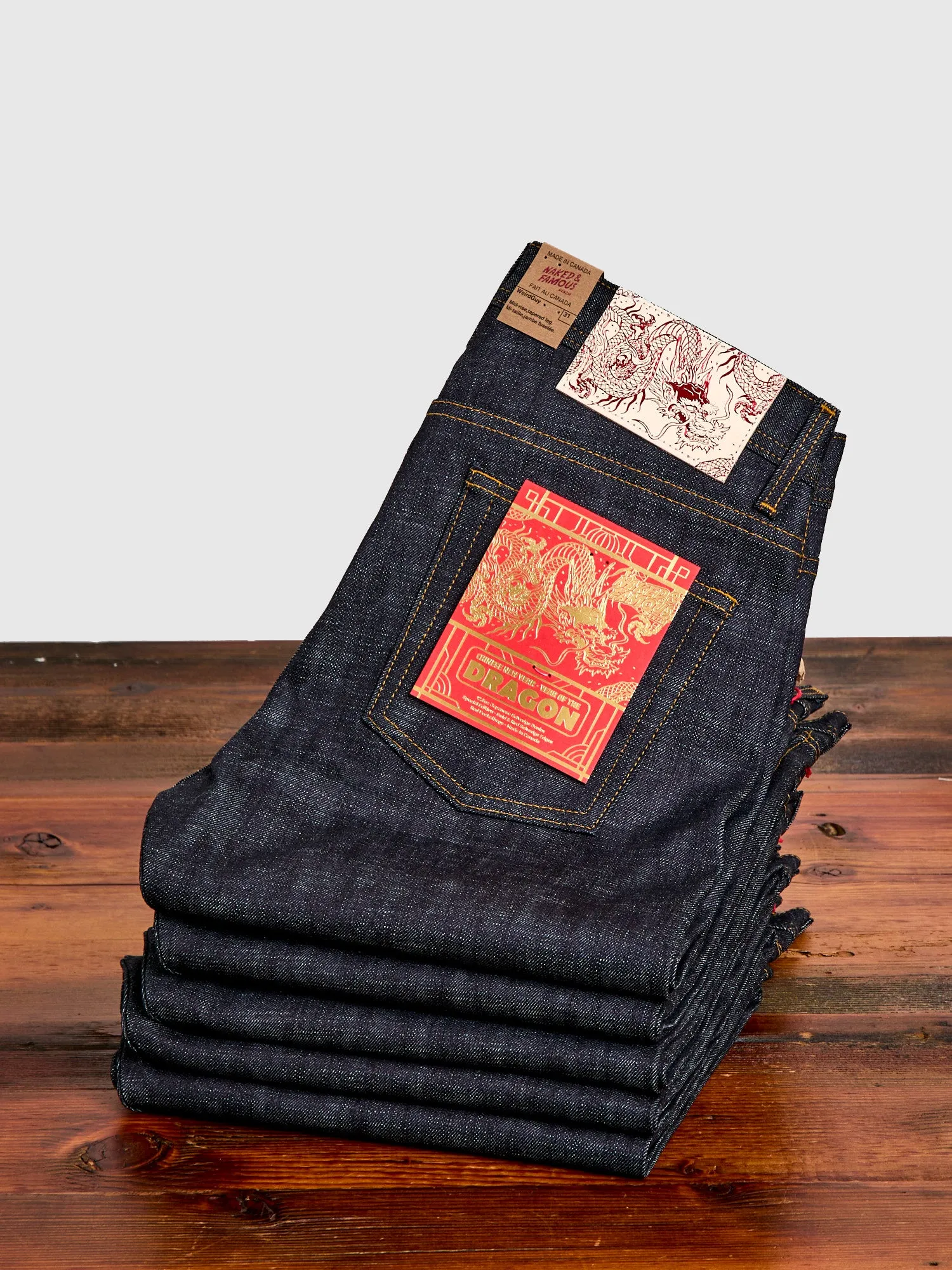 "Chinese New Year Indigo Dragon" 12.5oz Selvedge Denim - Weird Guy Fit