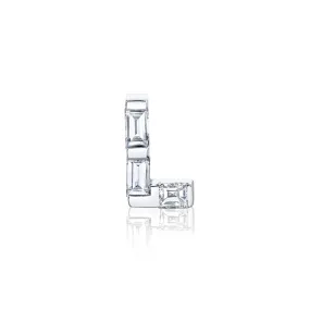 READY TO SHIP DIAMOND BAGUETTE SINGLE INITIAL "L" STUD