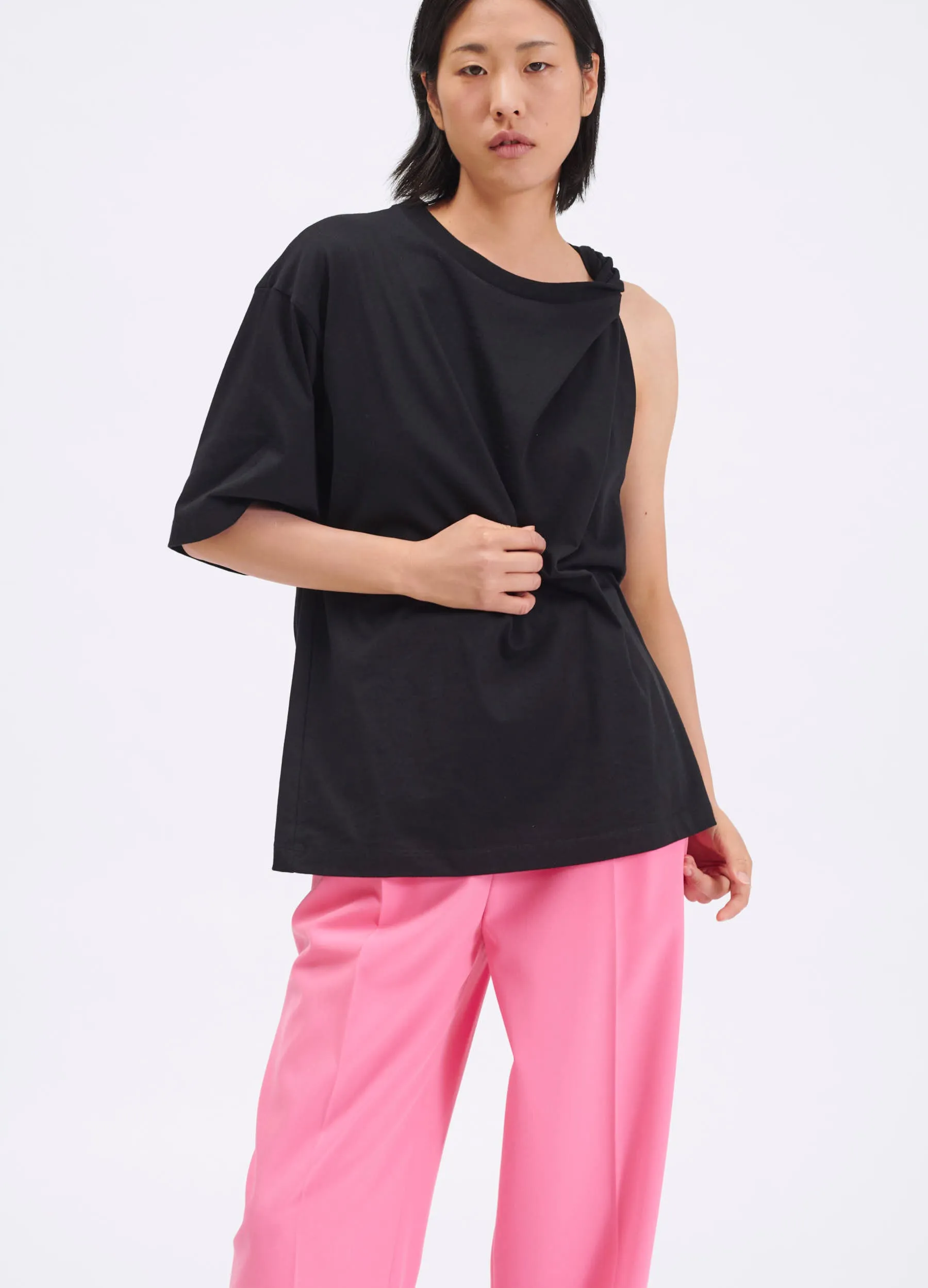 Rolled edge cotton jersey T-shirt