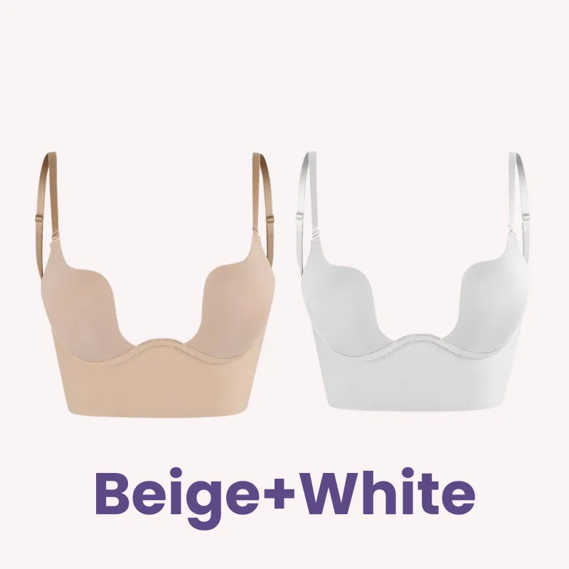 SheCurve® Low Back Secret Plunge Bra - Beige White (2 Pack)