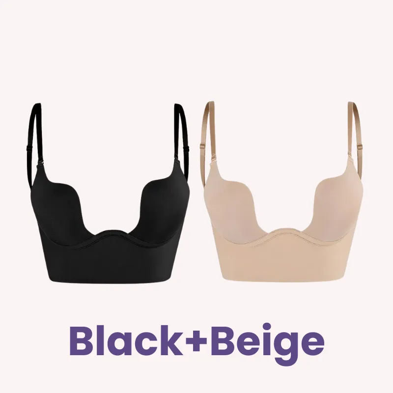 SheCurve® Low Back Secret Plunge Bra - Beige White (2 Pack)