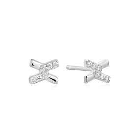 Silver Cross Cubic Zirconia Studs