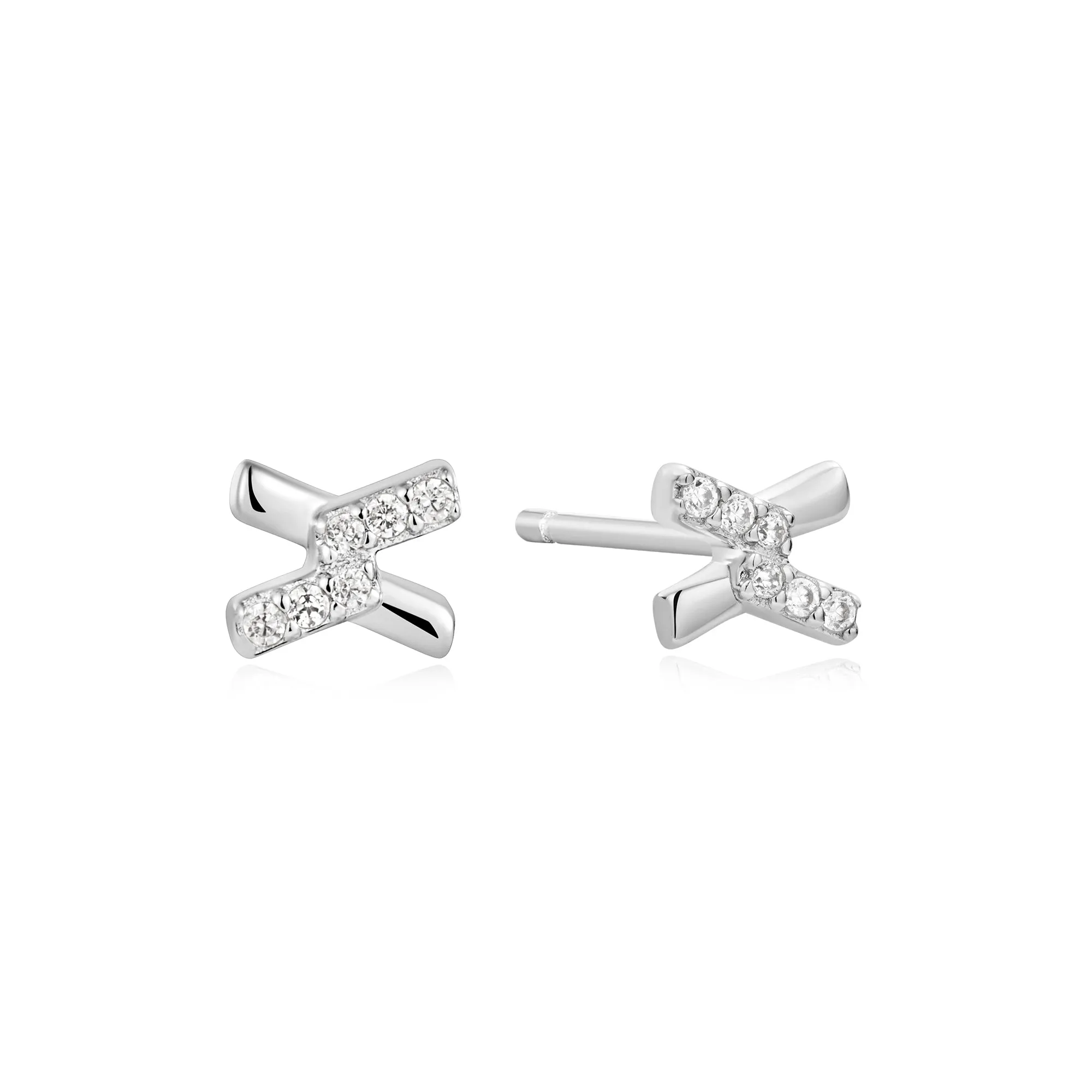 Silver Cross Cubic Zirconia Studs