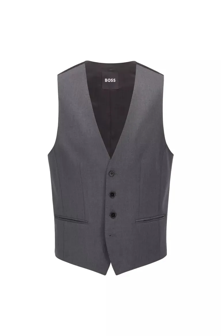 SINGLE-BREASTED VEST IN VIRGIN-WOOL SERGE H-HUGE-VEST-B1 - 50469160