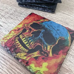 Skull Slate Coasters - Flame Skull #2