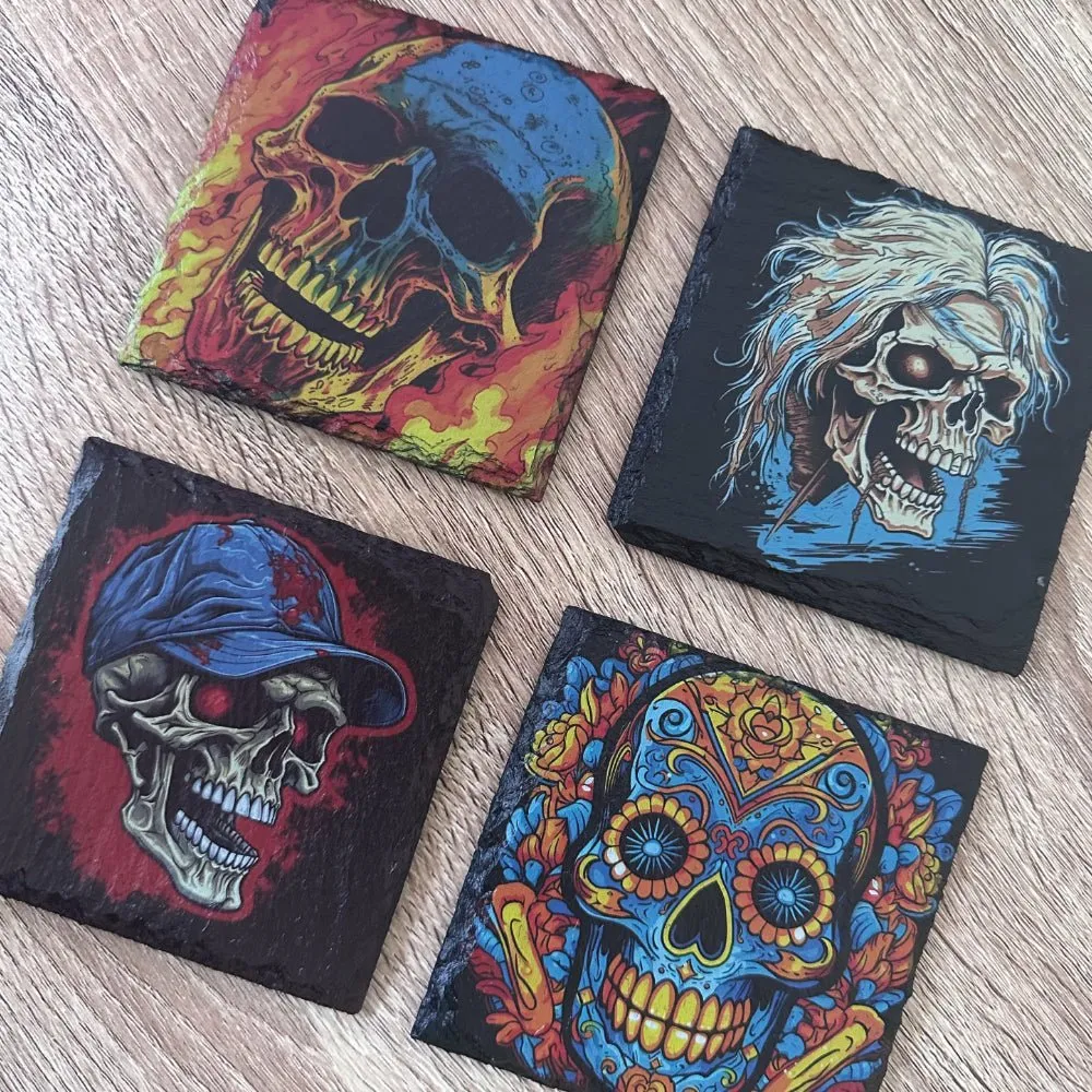 Skull Slate Coasters - Snapback Skull