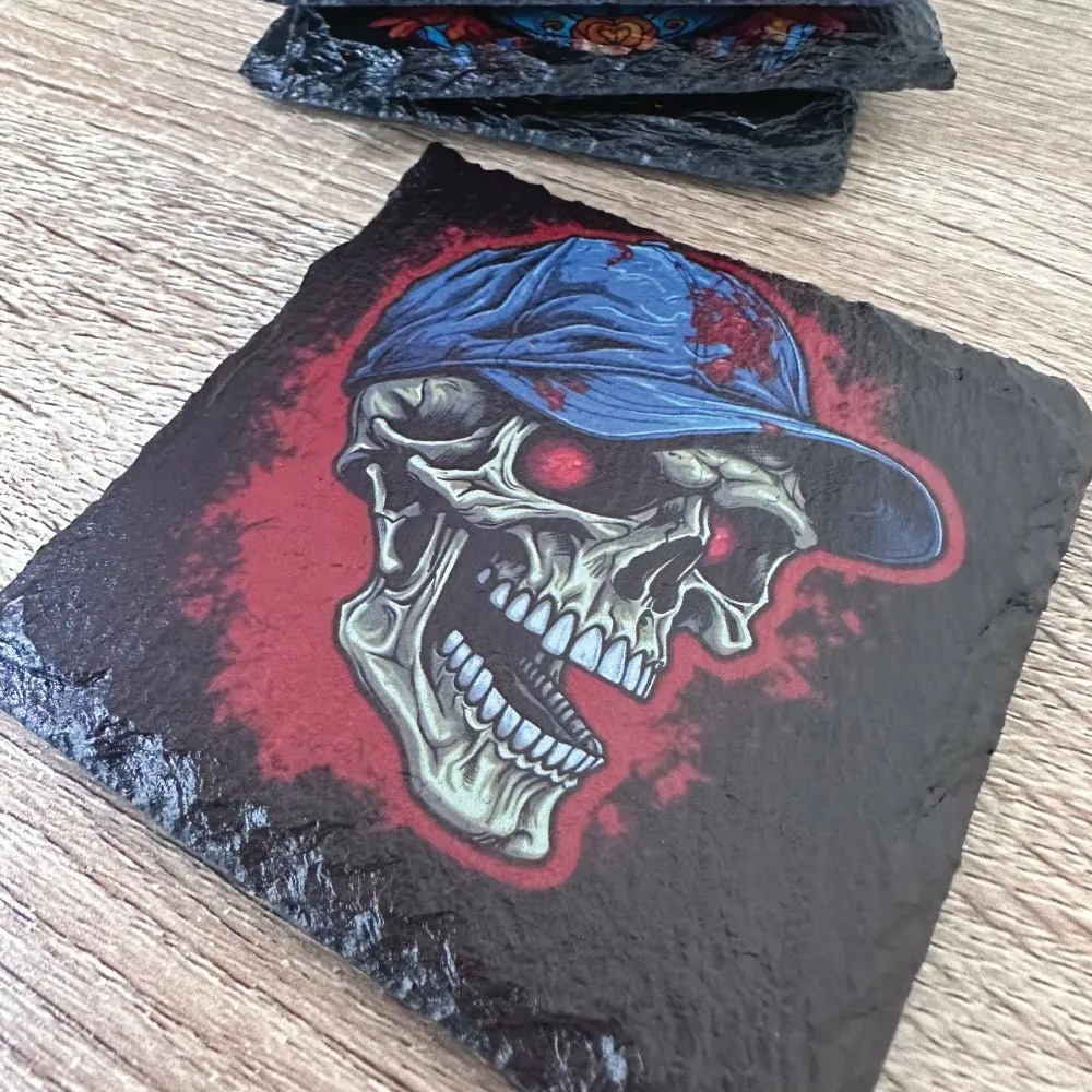 Skull Slate Coasters - Snapback Skull